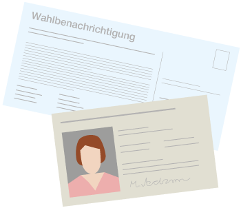 Illustration Wahlbenachrichtigung und Personalausweis